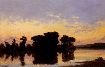Jacques Henry Soleil Couchant Sur La Seine Prés Nantes scènes Hippolyte Camille Delpy paysage ruisseaux Peinture à l'huile
